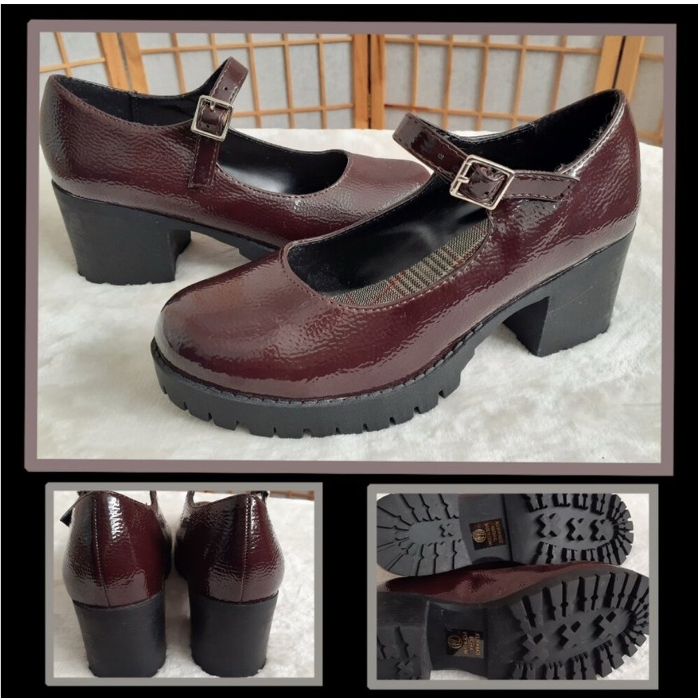Soda Burgundy Mary Jane Heels